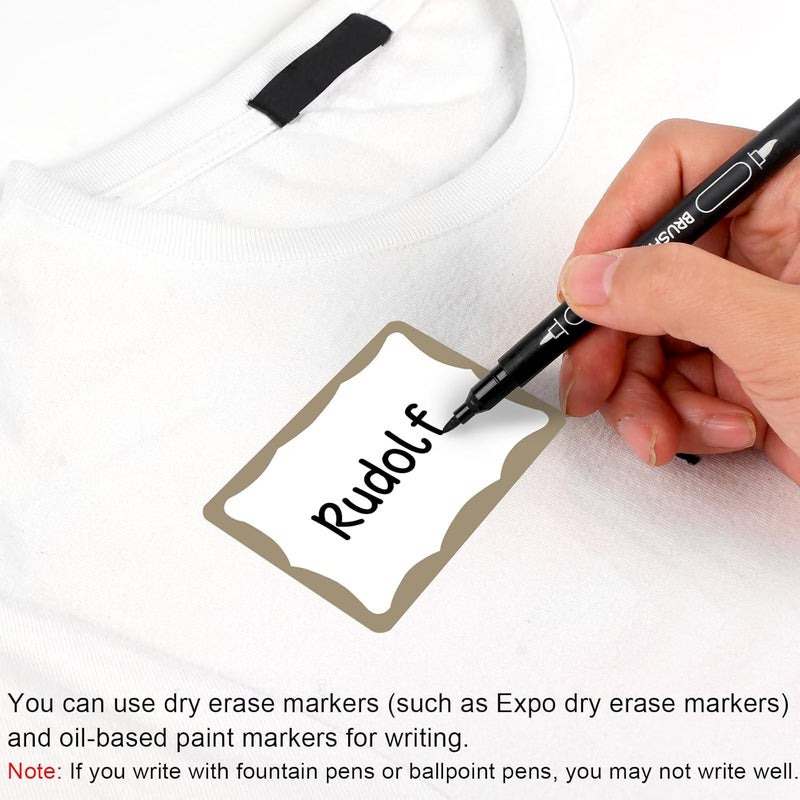 Utron 390Pcs Name Tags, 3in x 2in Name Tag Stickers, Name Tags Sticker for School Office Home（White with Brown Border） - Image 5